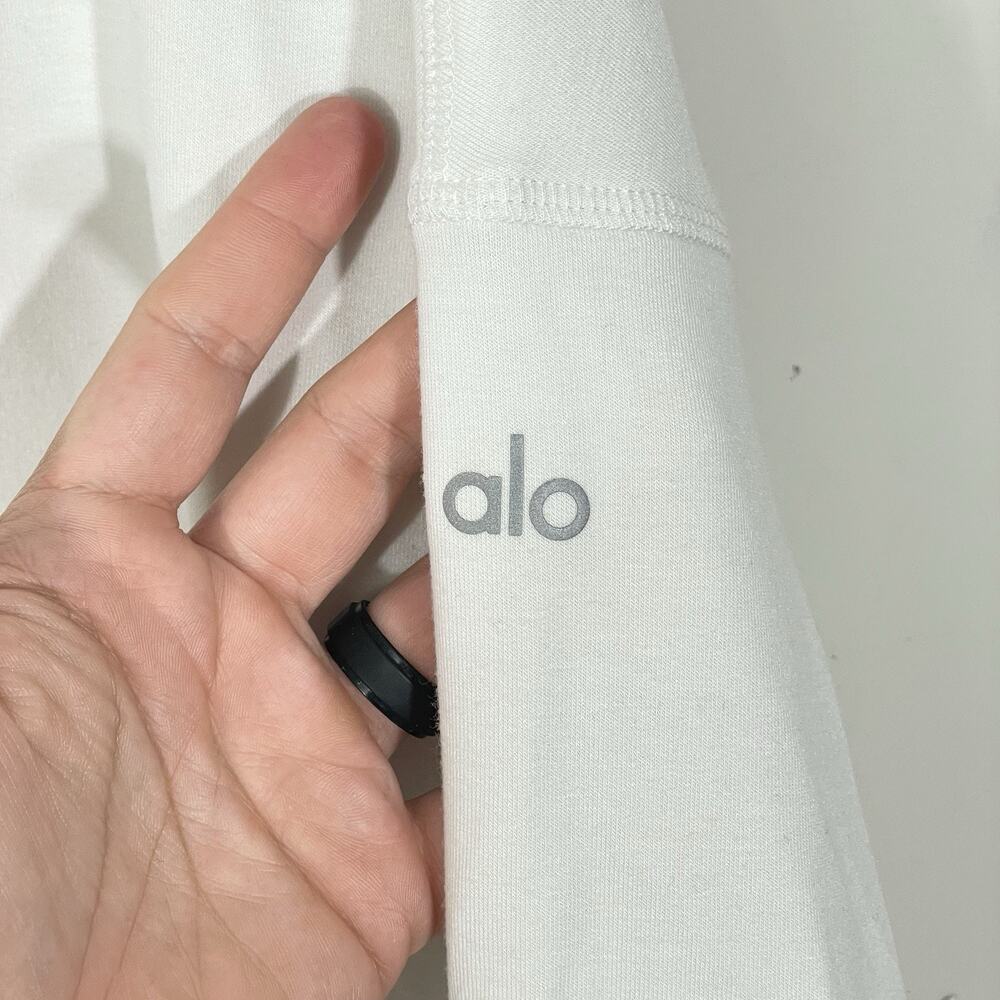 Alo Yoga Oversized Deep V Neck Pullover Sweatshirt Womens Size Large White - Picture 4 of 5